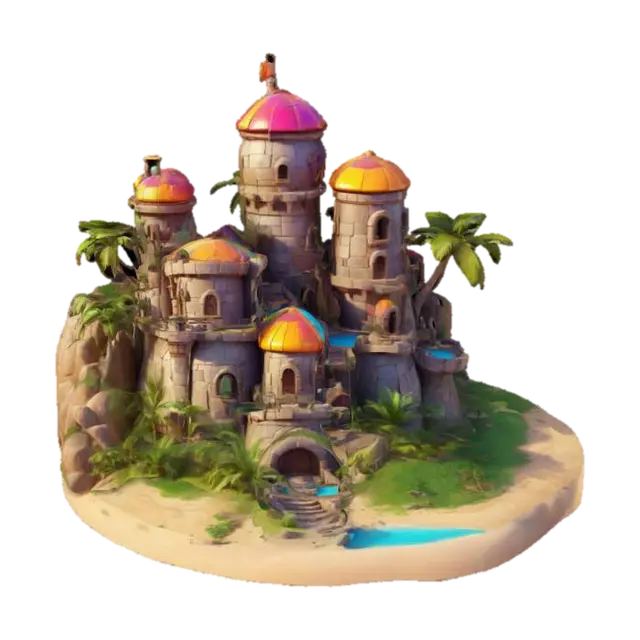 Fantasy Island - Palm 3D model, vytvořený pomocí AI