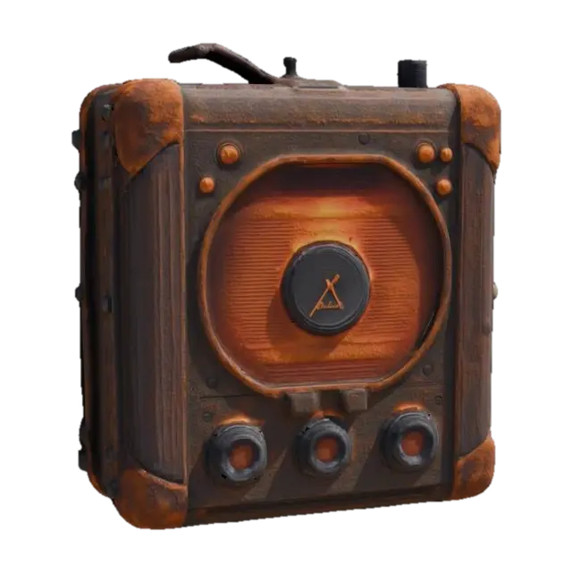 Modello 3D Rustic Radio, generato dall’IA