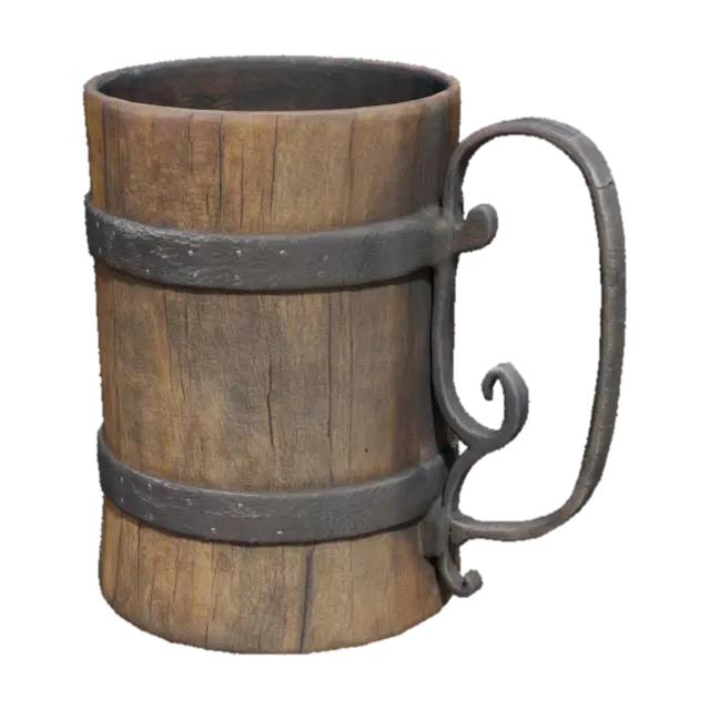 Rustic Wooden Tankard - Drinkware 3D model, vytvořený pomocí AI