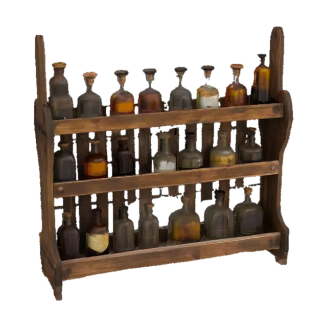 Apothecary Shelf 3D model, vytvořený pomocí AI