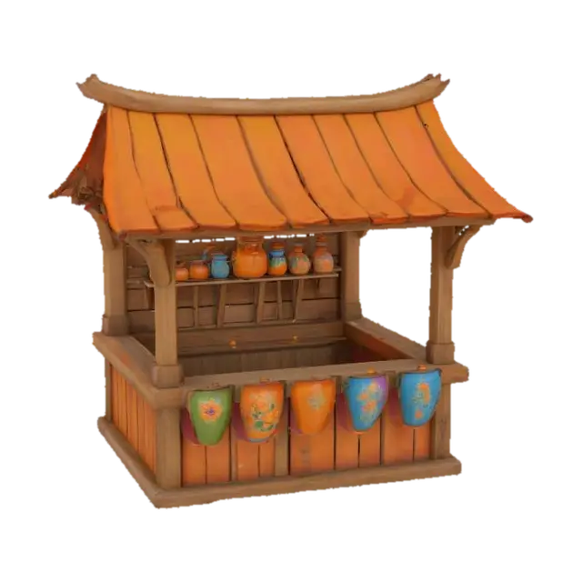 Medieval Trinket Stall - Shop 3D model, vytvořený pomocí AI