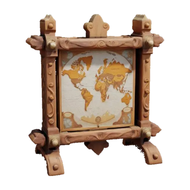 Framed World Map - Canvas 3D model, vytvořený pomocí AI