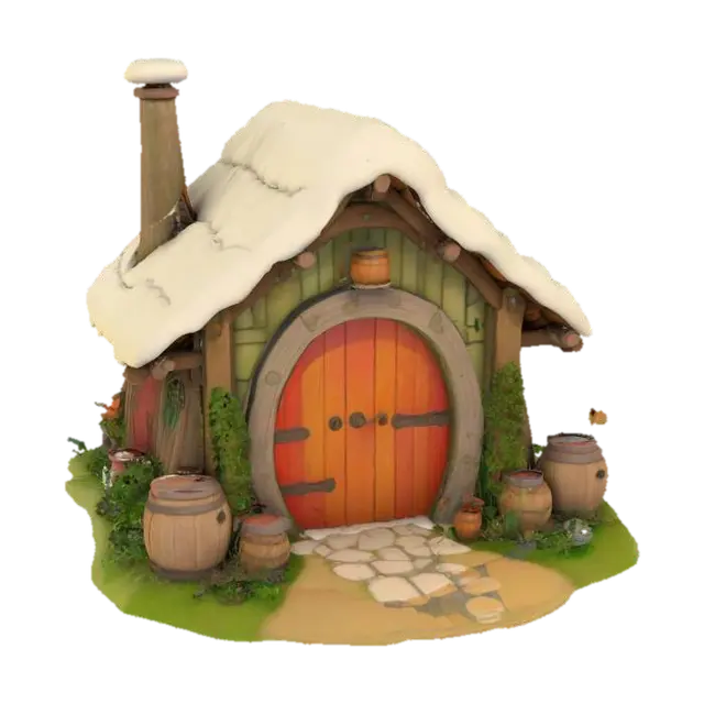 Whimsical Cottage - Charming 3D model, vytvořený pomocí AI
