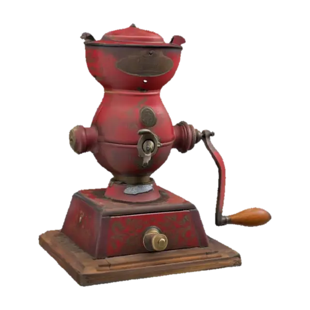 Antique Coffee Grinder - Kitchenware 3D model, vytvořený pomocí AI