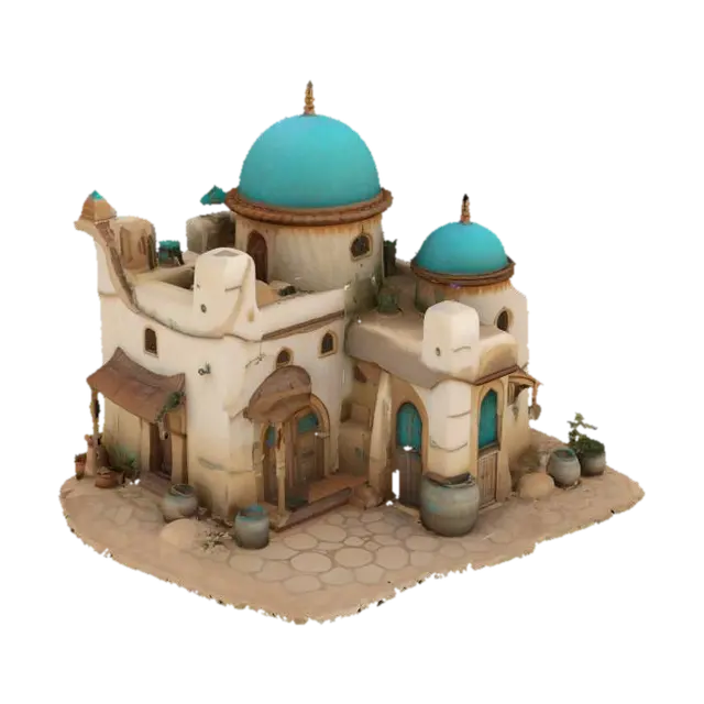 Desert Oasis Home 3D model, vytvořený pomocí AI