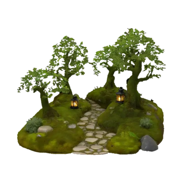 Enchanted Pathway, #garden# 3D model, vytvořený pomocí AI