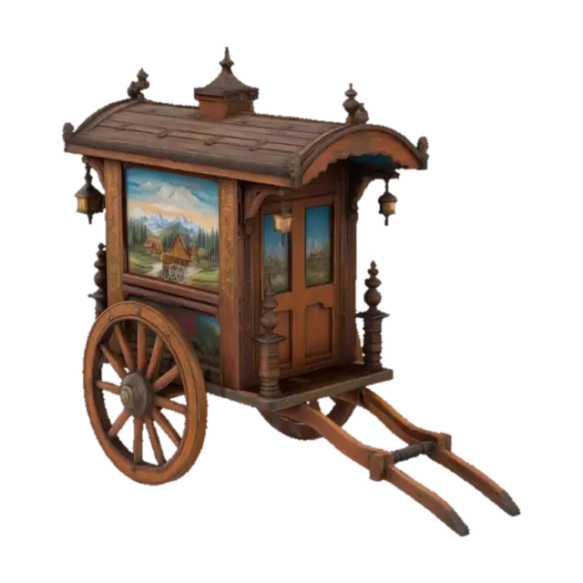 Vintage Journey Carriage 3D model, vytvořený pomocí AI