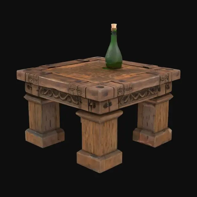 3D model for medieval table with bottle