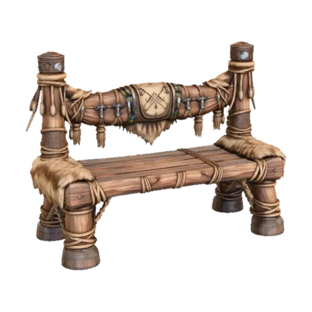 Nordic Throne Bench 3D model, vytvořený pomocí AI