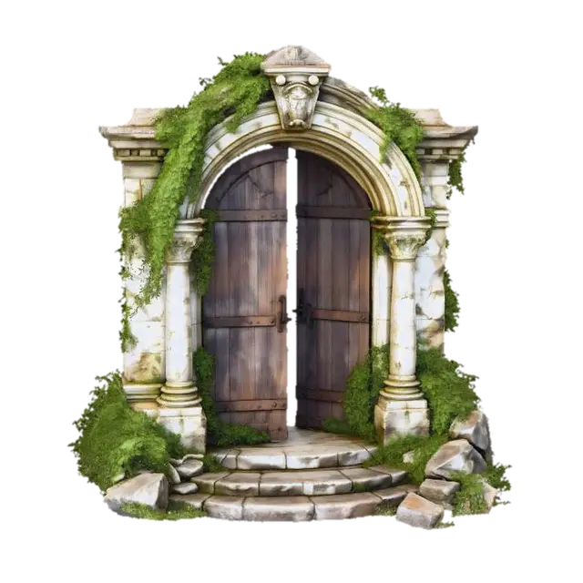 Overgrown Stone Archway 3D model, vytvořený pomocí AI