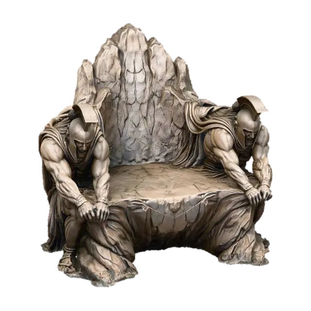 Rock Throne of the Spartans - Spartan 3D model, vytvořený pomocí AI