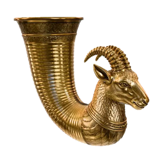 Golden Ram Horn Vase 3D model, vytvořený pomocí AI