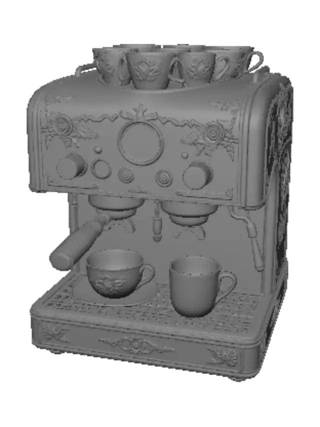 3D model for Floral Pink Retro Espresso Machine