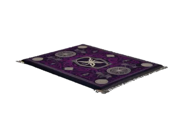 decorative ornate DROW style carpet, showing symbols of the Demon Spider Goddess 3D model, vytvořený pomocí AI