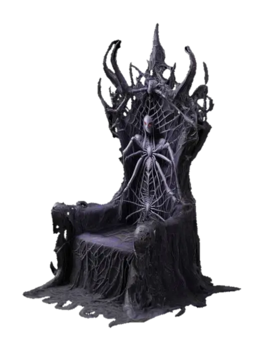 A giant spider throne, designed by DROW dedicated to Lolth. The throne is covered in… 3D model, vytvořený pomocí AI