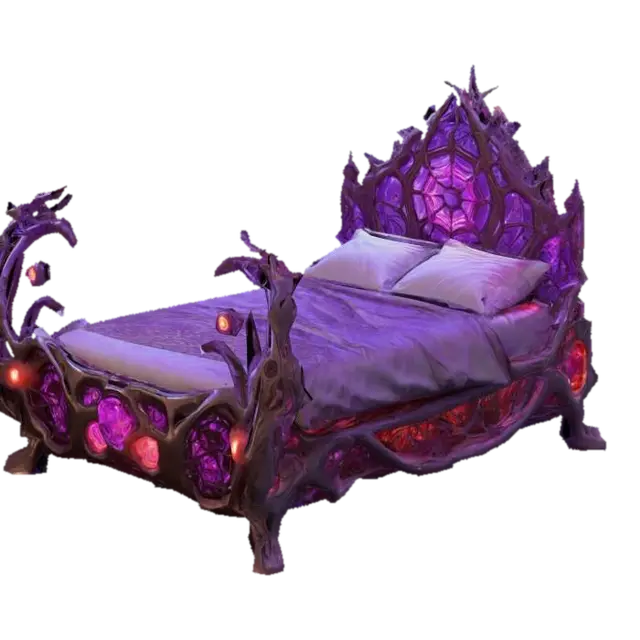 Design a biomechanical bed with organic and mechanical elements. Include glowing… - Drow 3D model, vytvořený pomocí AI