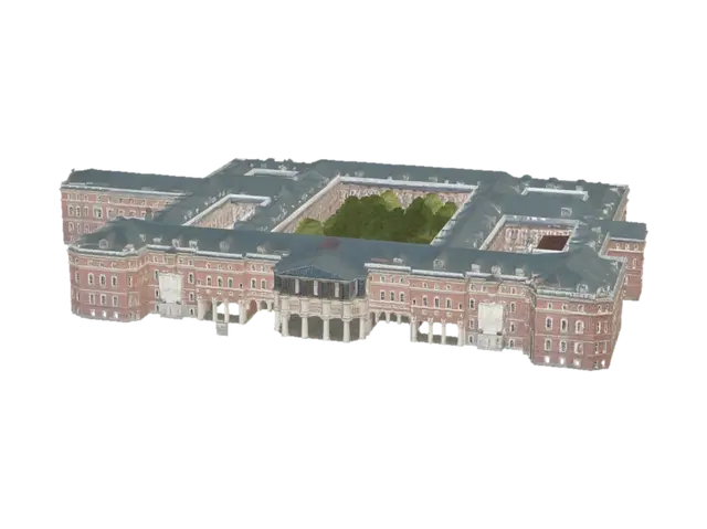 Modèle 3D Ringed Courtyard Campus - Pathways, généré par IA