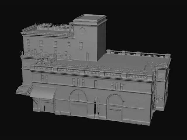 3D model for Historic Building with Blue Door