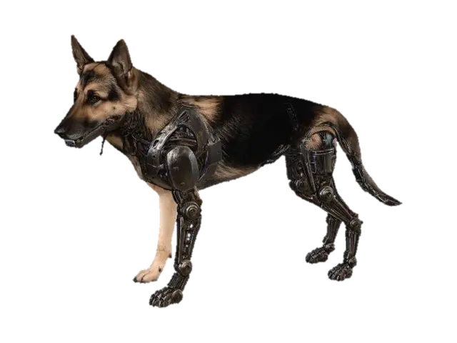 Cybernetic Shepherd 3D model, vytvořený pomocí AI
