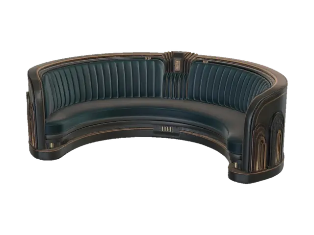 Art Deco Velvet Curve Sofa 3D model, vytvořený pomocí AI