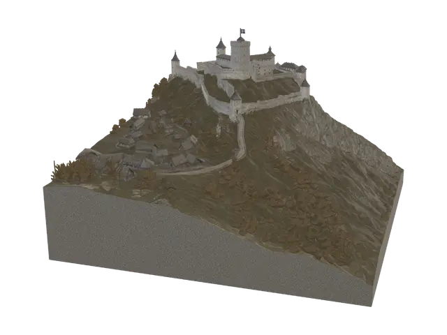 Rakvere Castle - Courtyard 3D model, vytvořený pomocí AI