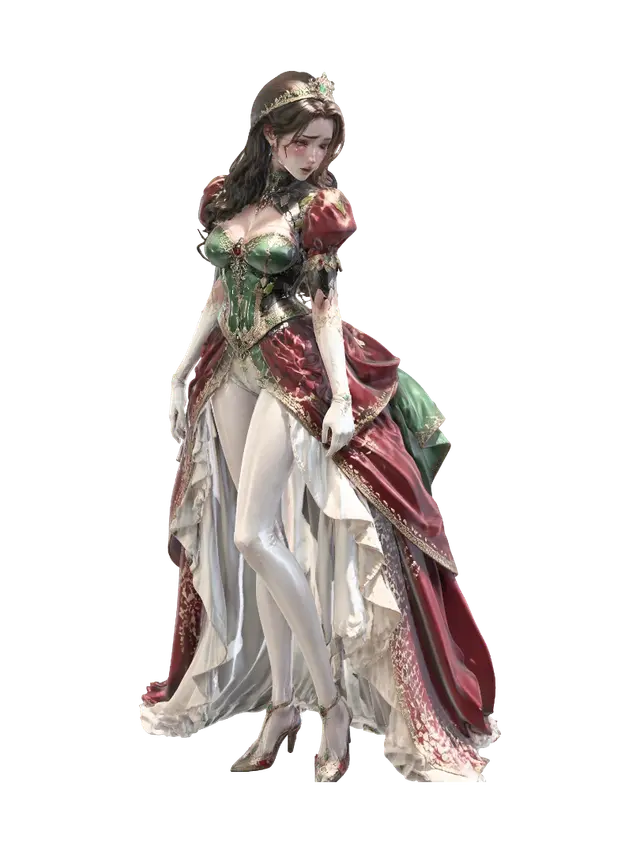 3D model for Emerald Queen in a Crimson Gown
