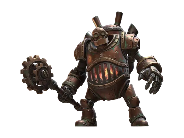 Mô hình 3D A steam punk robot, all copper and brass. It looks menacing. It's body is like a… - Torchlight, được tạo bằng AI
