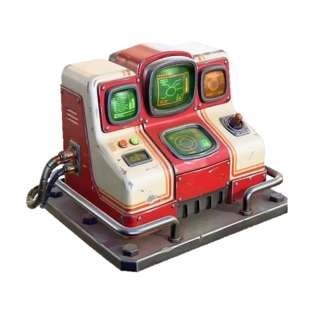 Command Console ZX9 - Interface 3D model, vytvořený pomocí AI
