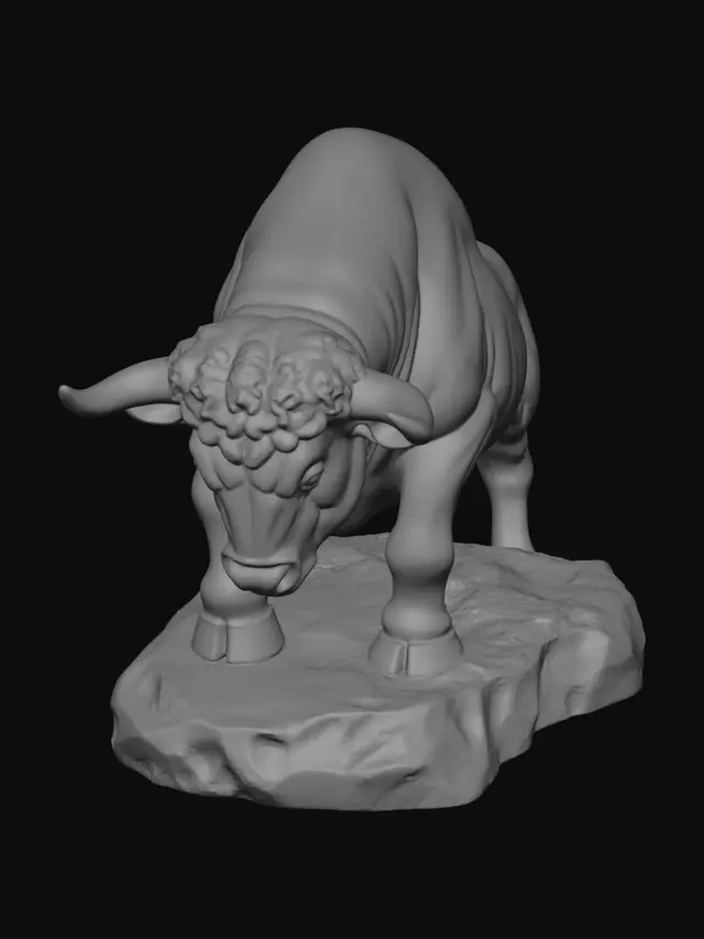 3D model for Bronze Bull on Rock