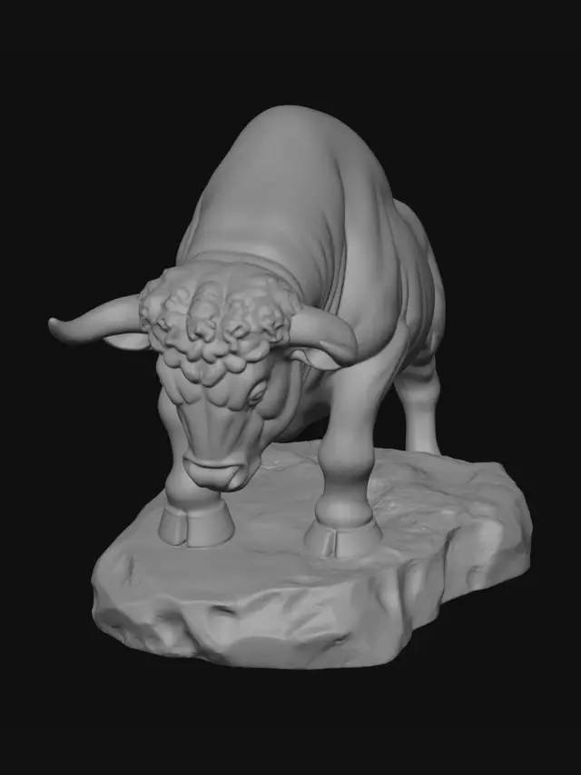 3D model for Bronze Bull on Rock