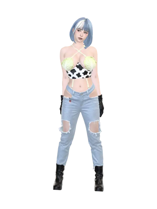 girl sexy +18 - Bluehair 3D model, vytvořený pomocí AI