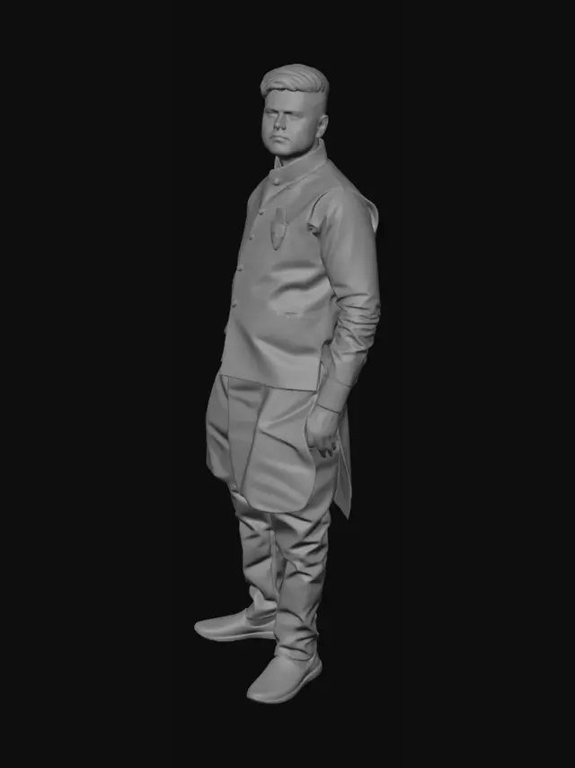 3D model for Gentleman in a patterned Nehru jacket