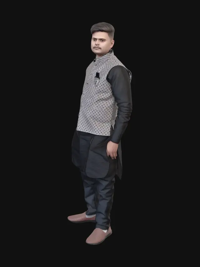 3D model for Gentleman in a patterned Nehru jacket