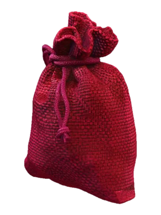 Crimson drawstring pouch-3D-modell, genererad av AI