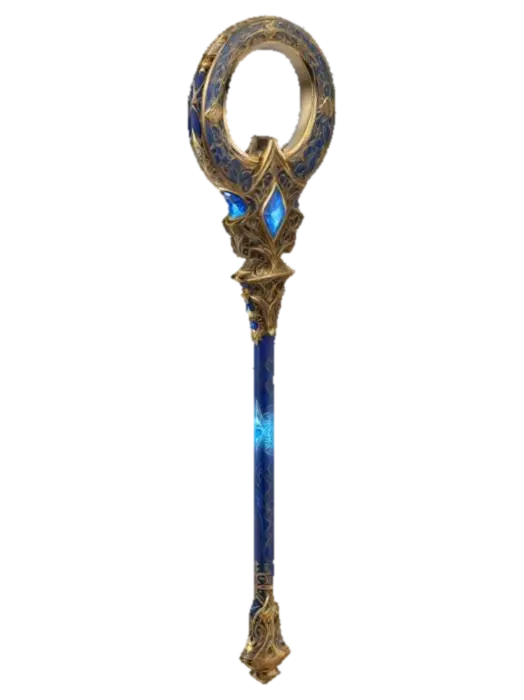 "Design a sleek magical wand with a glowing, floating ring at the top. The ring… 3D model, vytvořený pomocí AI
