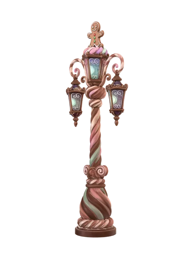 Gingerbread Candy Cane Lamp Post - Candycane 3D model, vytvořený pomocí AI