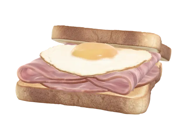 ハムエッグトースト - Sweets 3D model, vytvořený pomocí AI