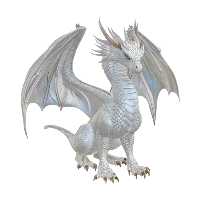 Iridescent Ivory Dragon - Dragonmodel 3D model, vytvořený pomocí AI