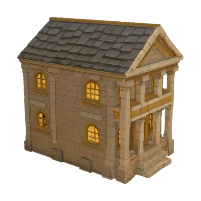 Stone Mansion - Money 3D model, vytvořený pomocí AI