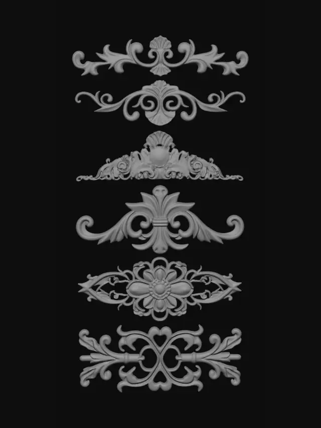 3D model for Golden Rococo Ornament Set