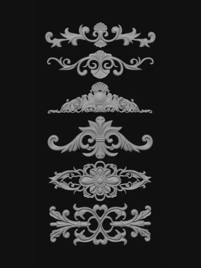 3D model for Golden Rococo Ornament Set