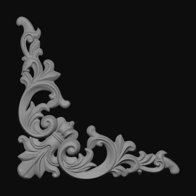 3D model for Golden Rococo Corner Ornament