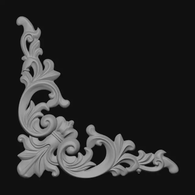 3D model for Golden Rococo Corner Ornament