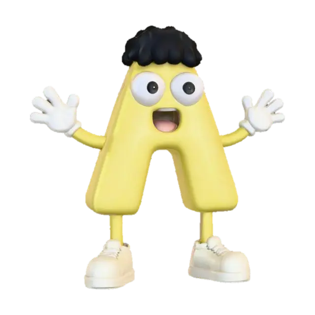 A Alphabet Buddy 3D model, vytvořený pomocí AI