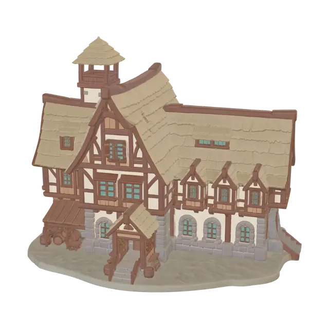 3D model for medieval inn with a watch tower