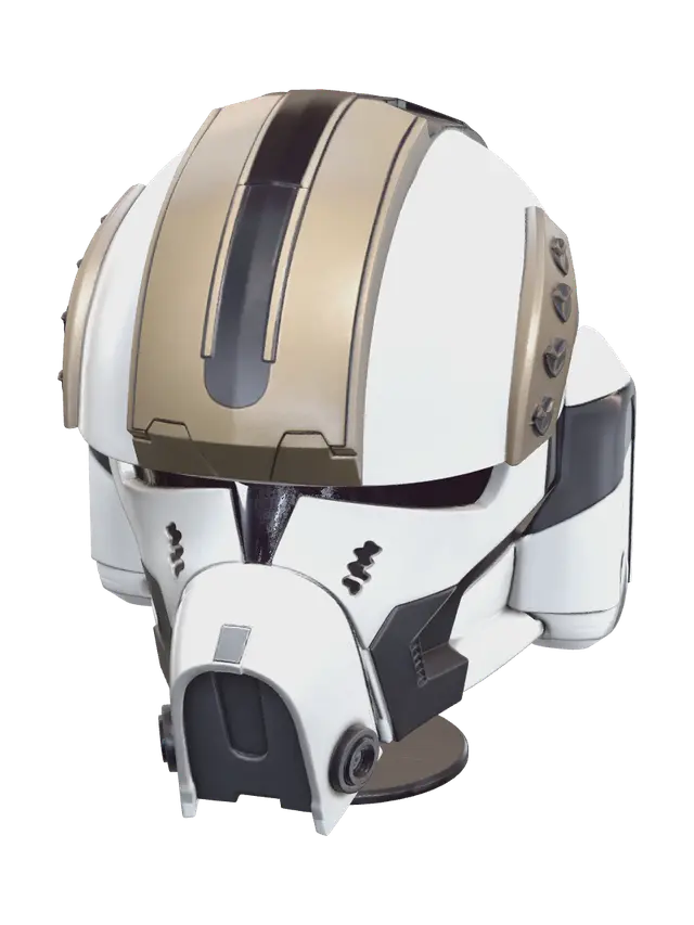 Low-Poly Clone Trooper Helmet 3D model, vytvořený pomocí AI