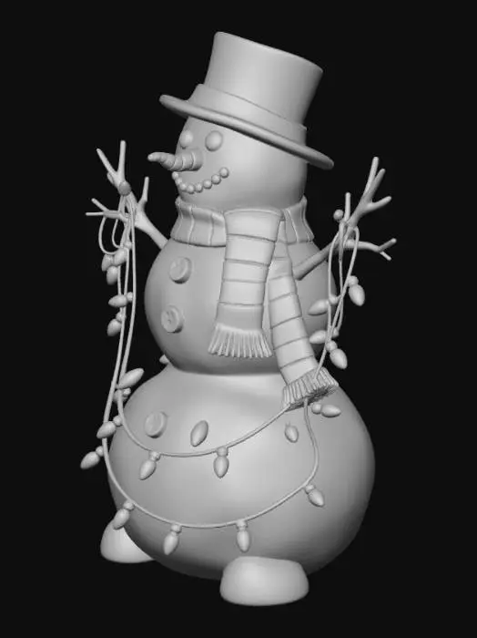 3D model for Festive Snowman with Christmas Lights