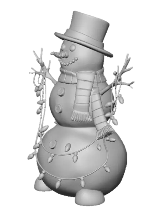 3D model for Festive Snowman with Christmas Lights