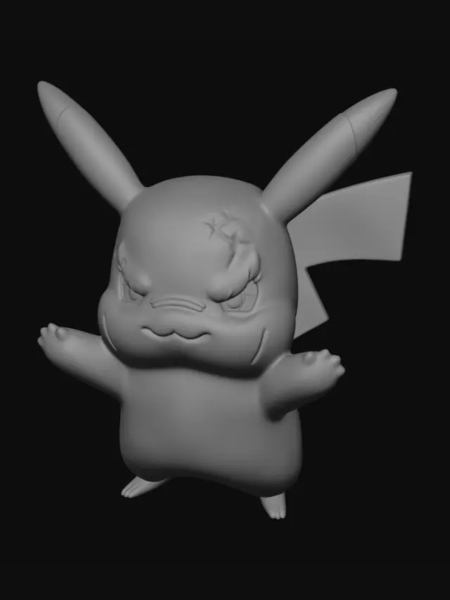 3D model for Angry Pikachu 3D Window Decoration