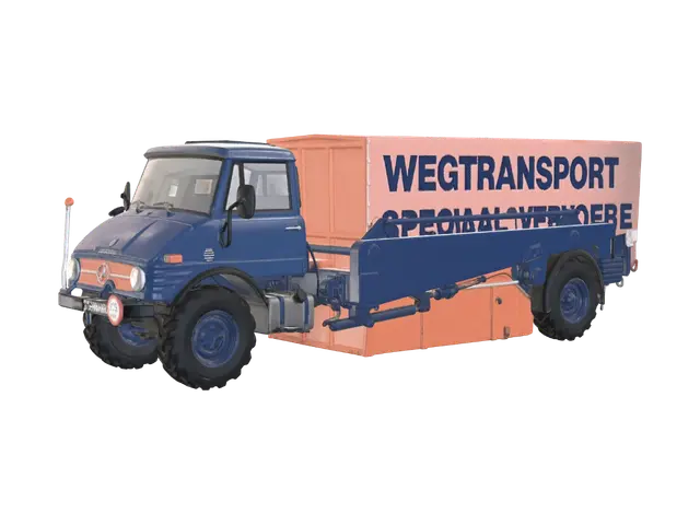 3D model for Blue and Orange Unimog Transport Truck